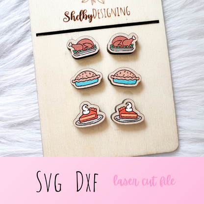 Thanksgiving Dinner Inspired Stud Earrings Trio SVG