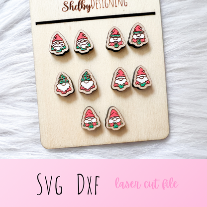 Christmas Tree Gnomes Stud Earrings Bundle SVG