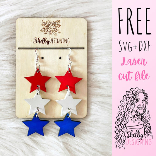 FREE | 4th Of July Star Dangle Earrings SVG