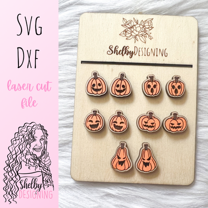 Halloween Pumpkins Stud Earrings Bundle SVG