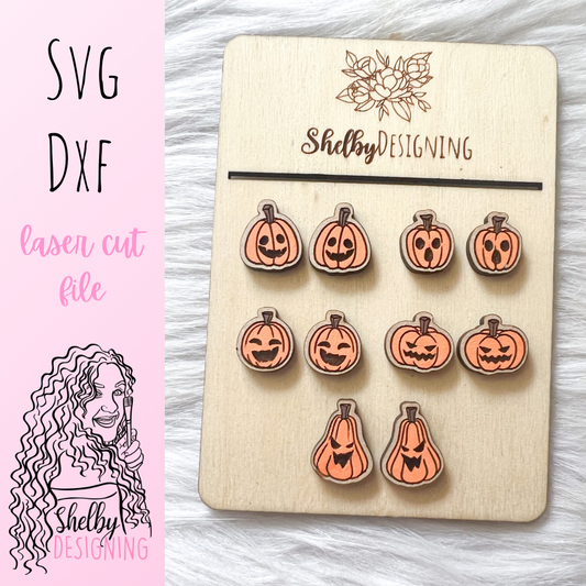 Halloween Pumpkins Stud Earrings Bundle SVG