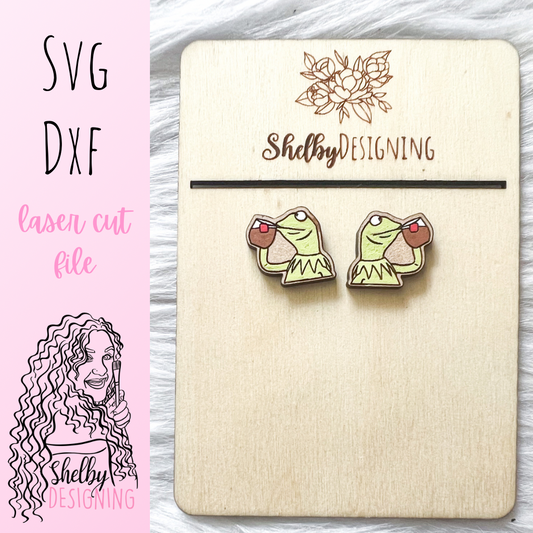 *Sips Tea* Kermit Meme Stud Earrings SVG