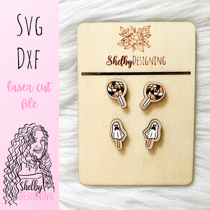 Spooky Lollipops Halloween Stud Earrings Duo SVG