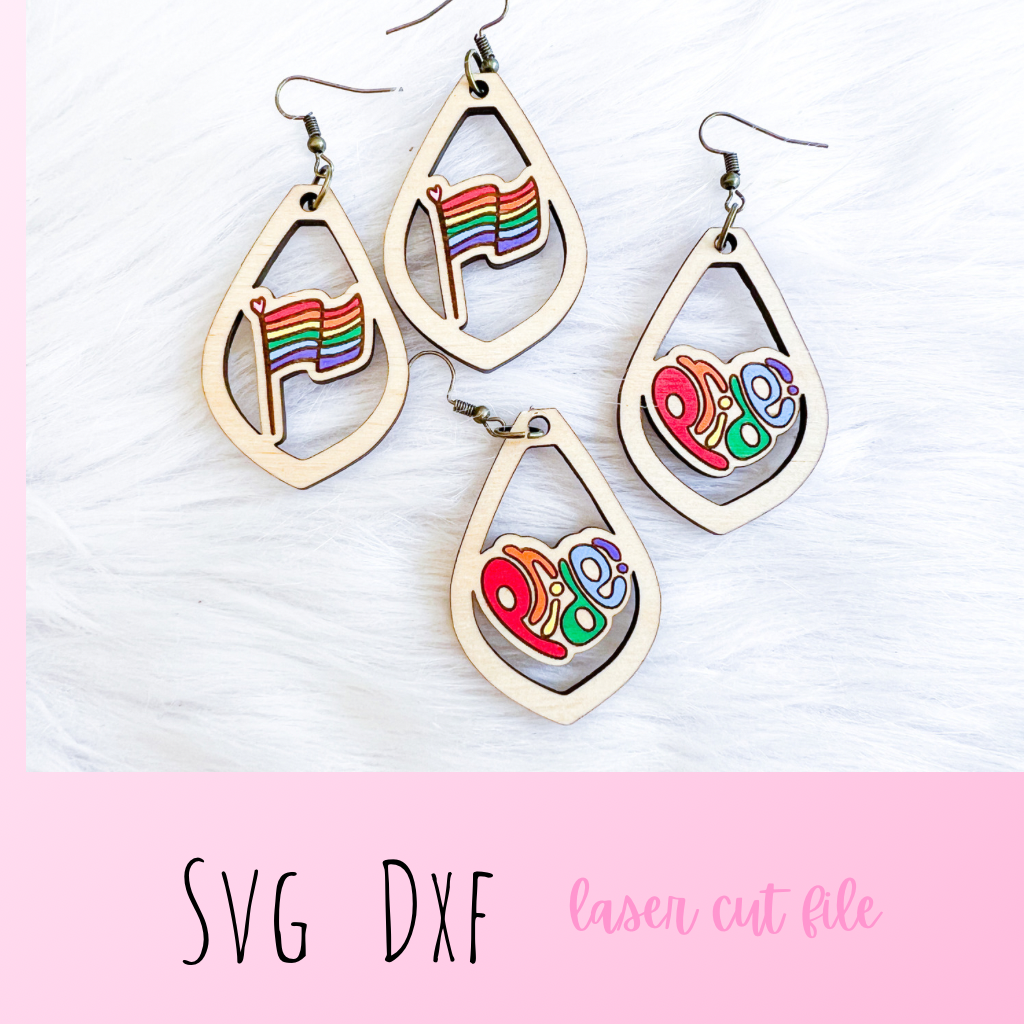 Rainbow Pride + Pride Flag Dangle Earrings Duo SVG