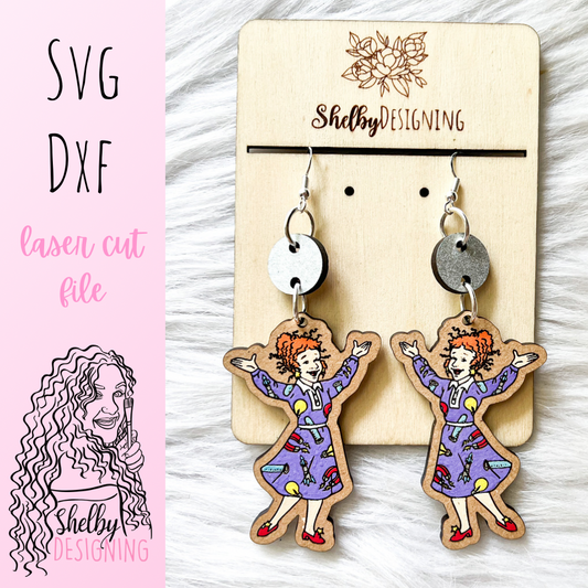 Cute Ms Frizzle Dangle Earrings SVG