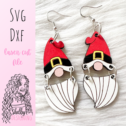 Christmas Gnomes 2 Piece Dangle Earrings Duo SVG