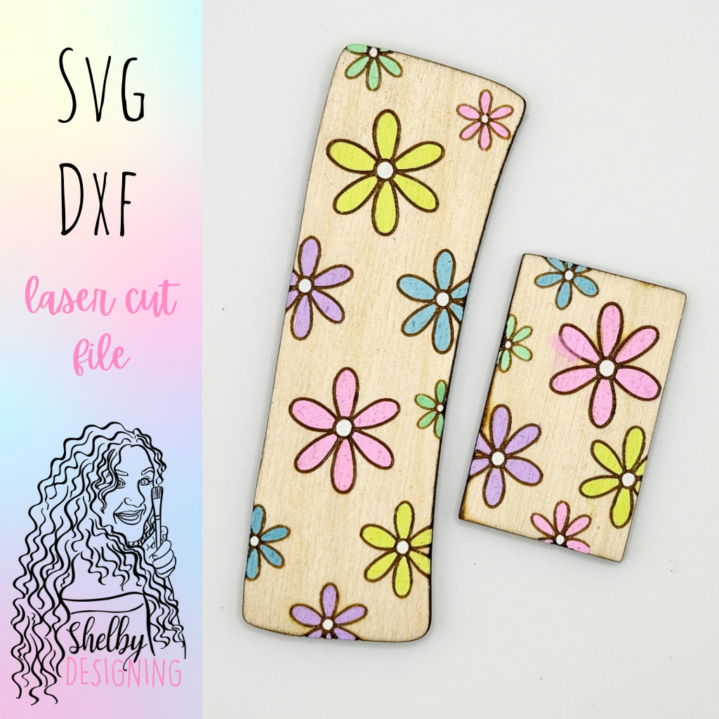 Simple Flower Hair Claw Clip SVG DXF File
