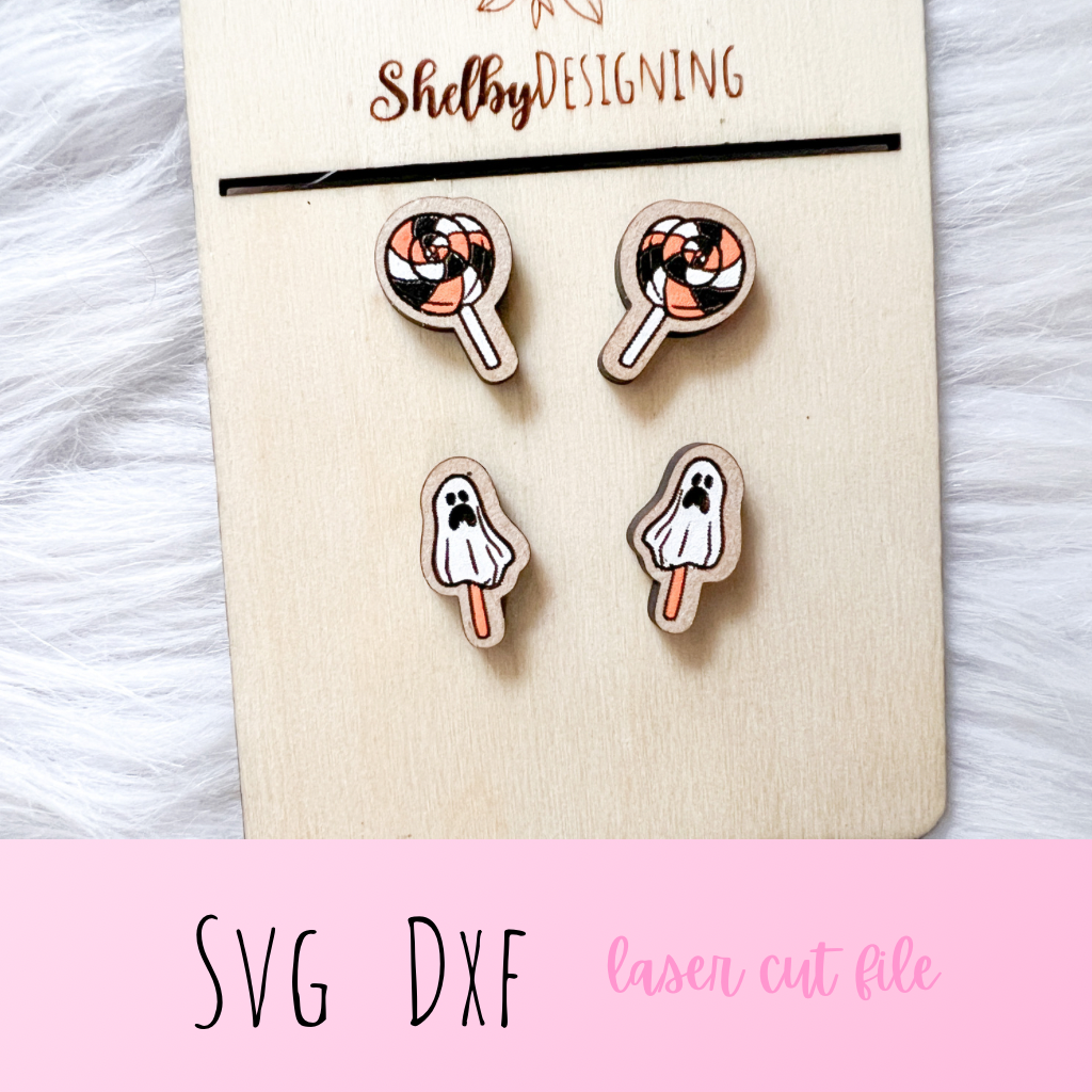 Spooky Lollipops Halloween Stud Earrings Duo SVG