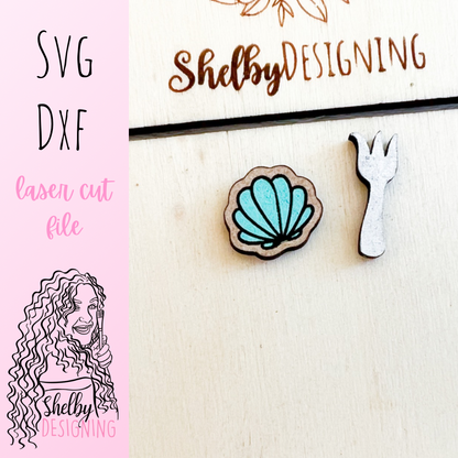 Seashell & Dinglehopper Stud Earrings SVG