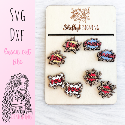 Comic Book Stud Earring Set SVG