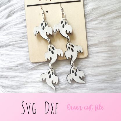 Flying Ghosts 3 Piece Dangle Earrings SVG