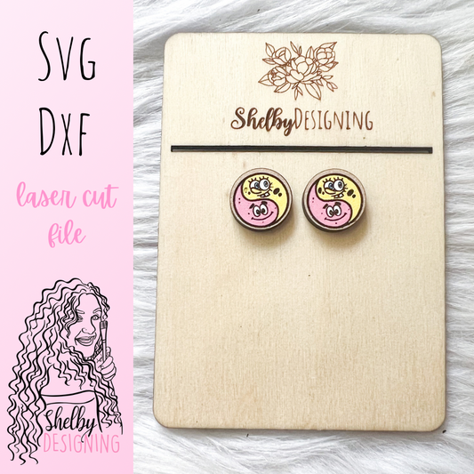 Yin Yang Sponge bob & Patrick Stud Earrings SVG