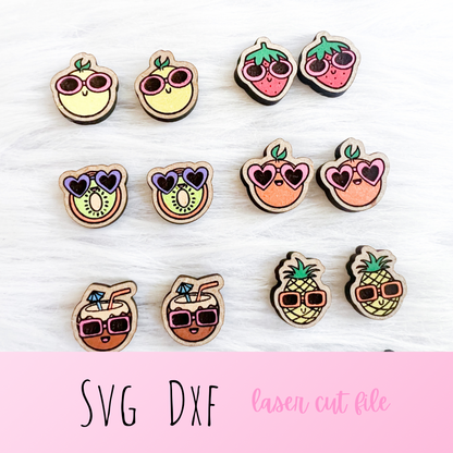 Cute Fruit Sunglasses Summer Stud Earring Bundle SVG