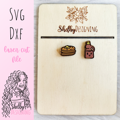Kawaii Pancake & Syrup Stud Earrings SVG