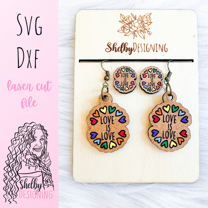 Pride Love Is Love Rainbow Stud/Dangle Earrings SVG