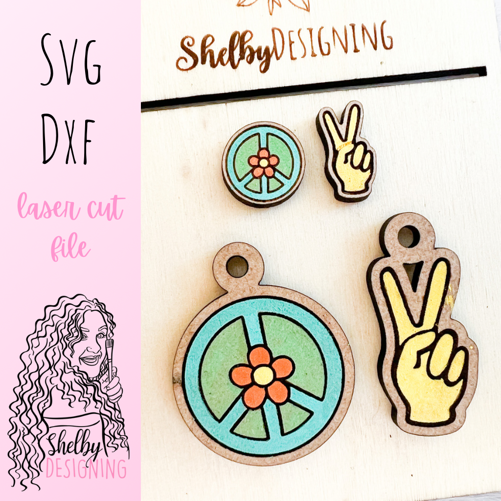 Groovy Peace Sign Stud/Dangle Earrings SVG