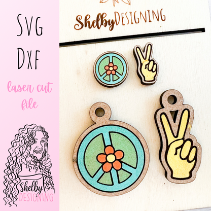 Groovy Peace Sign Stud/Dangle Earrings SVG
