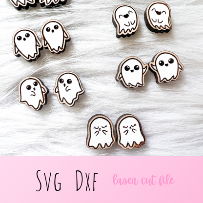 Kawaii Ghost Stud Earrings Bundle SVG
