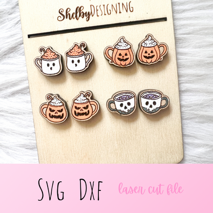 Spooky Hot Cocoa Stud Set Earrings SVG