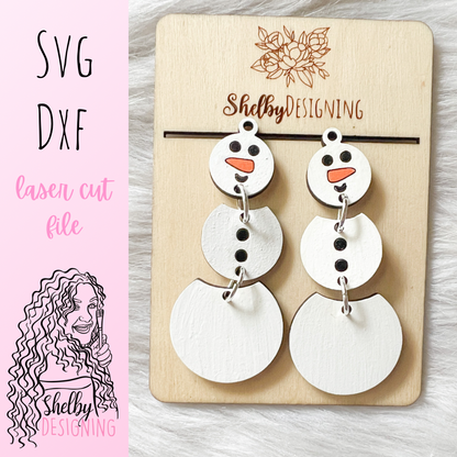 Snowman 3 Piece Dangle Earrings SVG