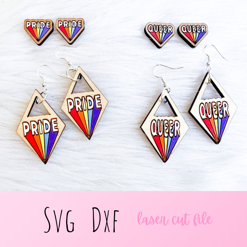 Queer + Pride Stud/Dangle Earrings Duo SVG
