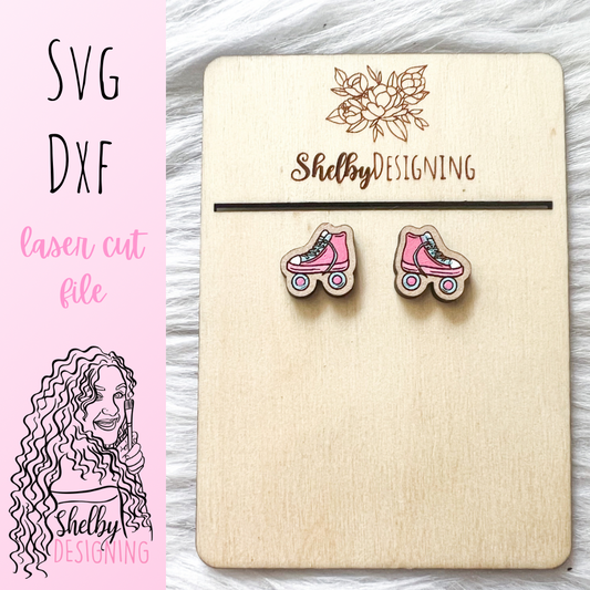 Retro Rollerblades Stud Earrings SVG