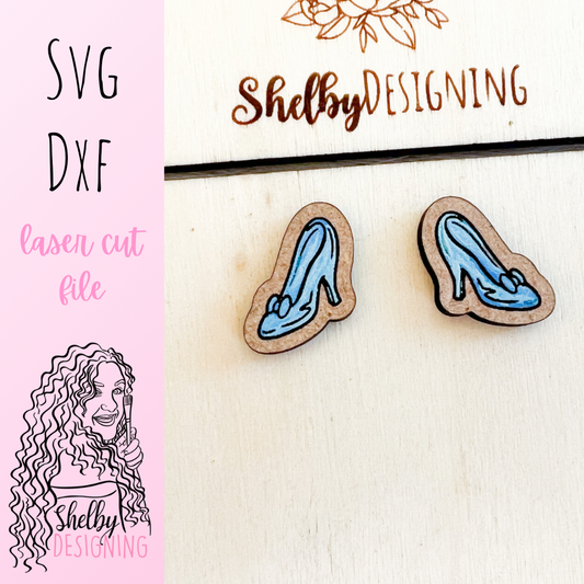 Glass Slipper Cinderella Stud Earrings SVG