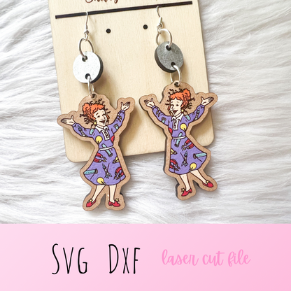 Cute Ms Frizzle Dangle Earrings SVG