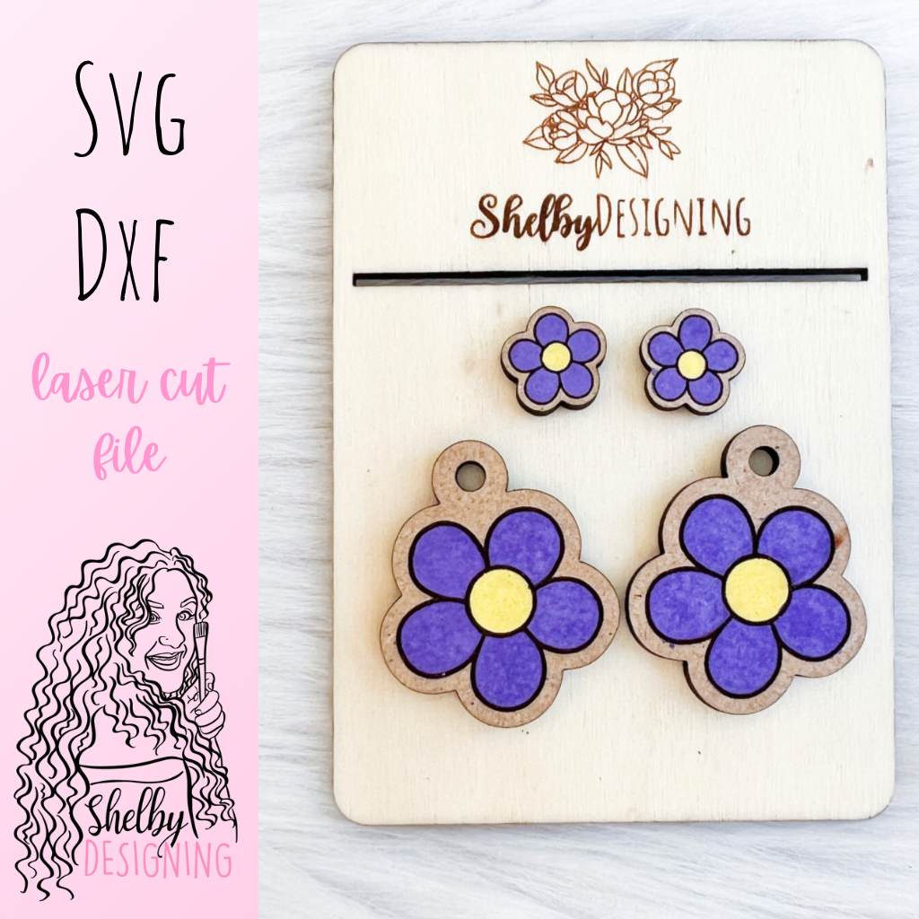 Cute Groovy Flower Stud/Dangle Earrings SVG