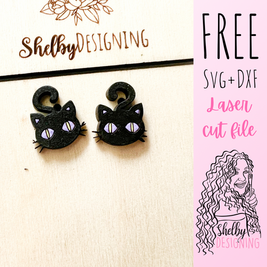 FREE | Spooky Black Cat Stud Earrings SVG