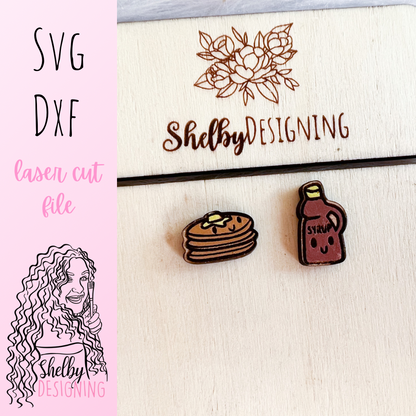 Kawaii Pancake & Syrup Stud Earrings SVG