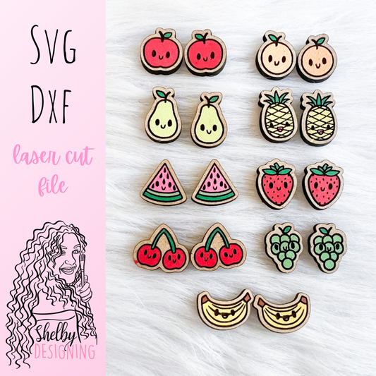 Kawaii Fruit Stud Earring Bundle SVG