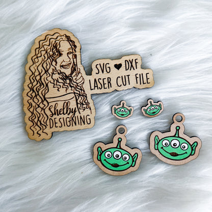 Toy Story Alien Stud + Dangle Earring Combo SVG DXF Laser Cut File