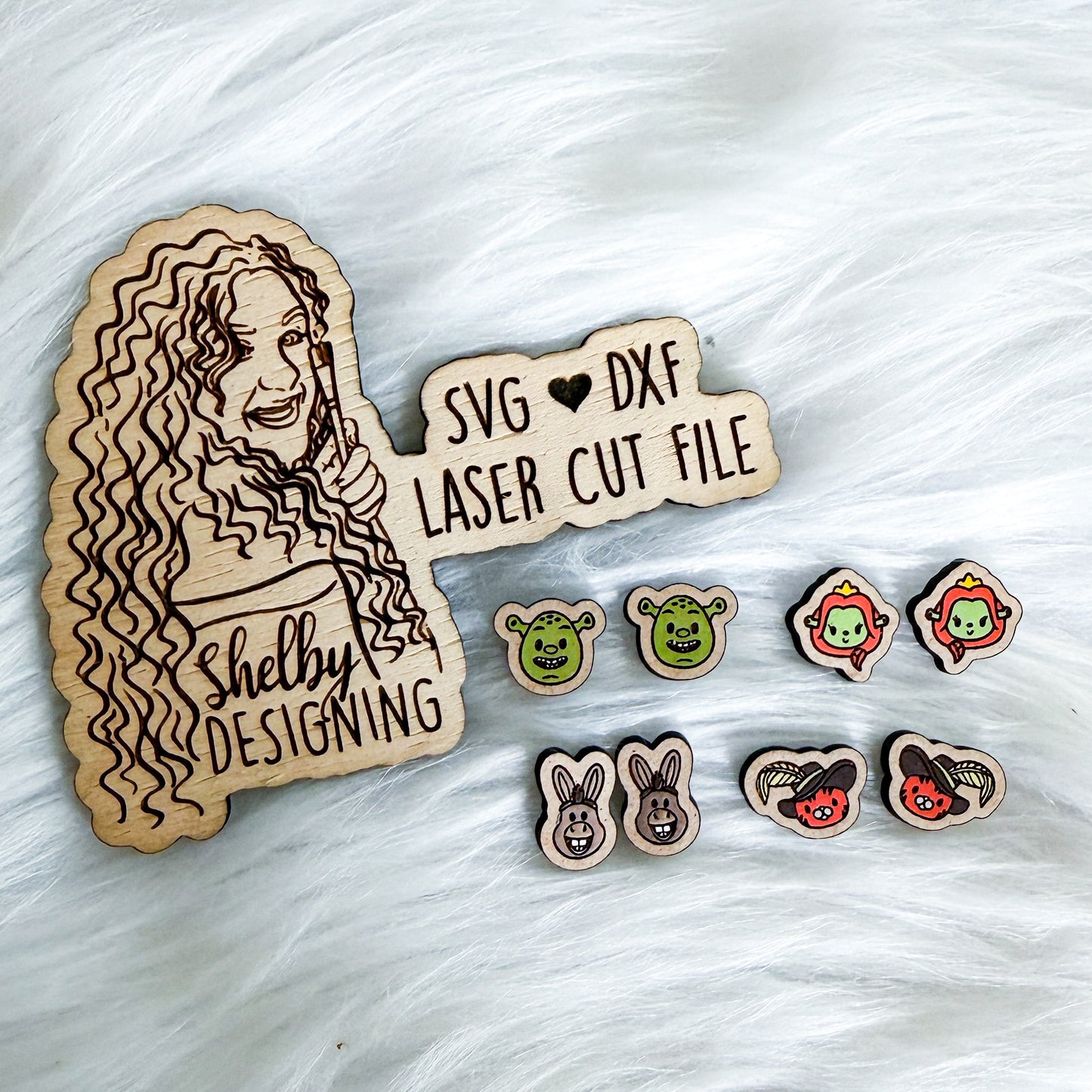 Shrek Stud Earring Set SVG DXF Laser Cut File