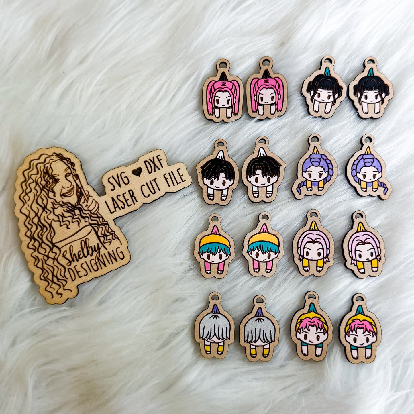 Hanging Kpop Demon Hunter Dangle Earrings Bundle SVG DXF Laser Cut File