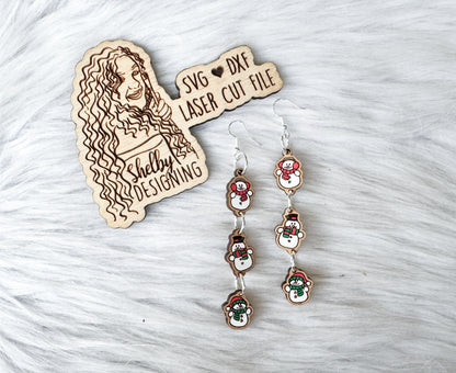 Hanging Snowmen 3 Piece Dangle Earrings SVG