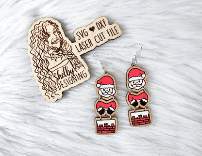 Santa Chimney 3 Piece Dangle Earrings SVG