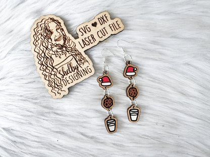Cookie & Milk 3 Piece Dangle Earrings SVG