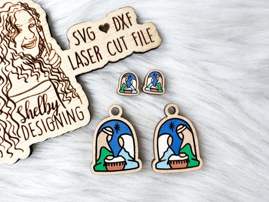Nativity Scene Stud/Dangle Combo Earrings SVG