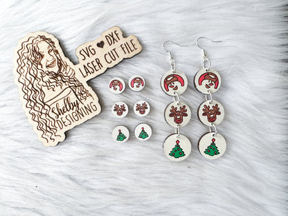 Christmas Sugar Cookies Stud/Dangle Earrings Set SVG