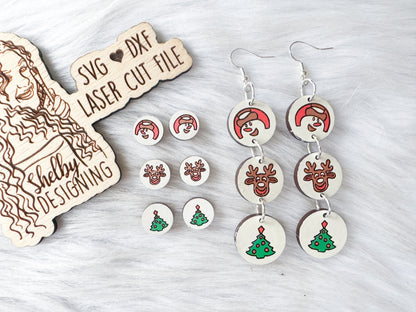 Christmas Sugar Cookies Stud/Dangle Earrings Set SVG