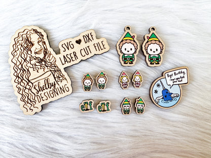 Buddy the Elf Inspired Stud AND Dangle Earrings AND PIN Bundle SVG