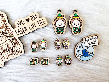 Buddy the Elf Inspired Stud AND Dangle Earrings AND PIN Bundle SVG