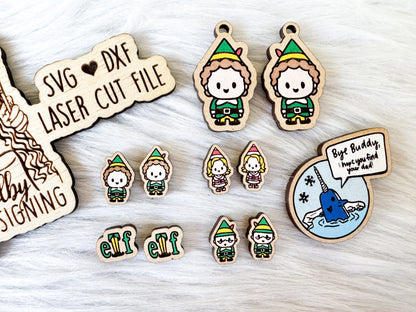 Buddy the Elf Inspired Stud AND Dangle Earrings AND PIN Bundle SVG