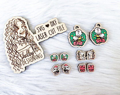Charlie Brown Stud AND Dangle Earrings Set SVG
