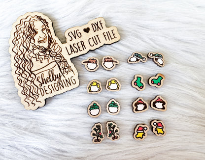 Xmas Charlie Brown Stud Earrings Bundle SVG