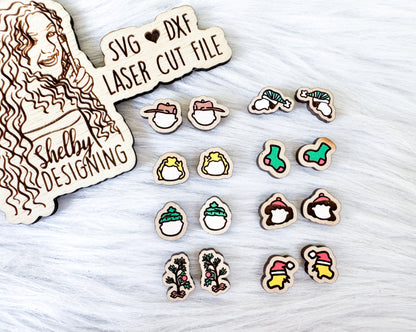 Xmas Charlie Brown Stud Earrings Bundle SVG