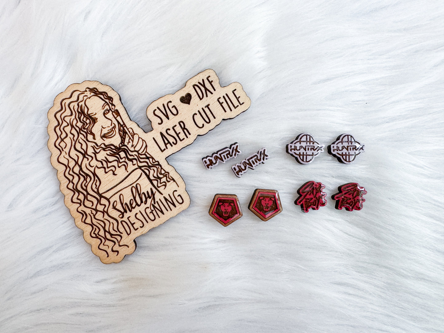 Huntrix & Saja Boys Logo Stud Earring Set SVG DXF Laser Cut File