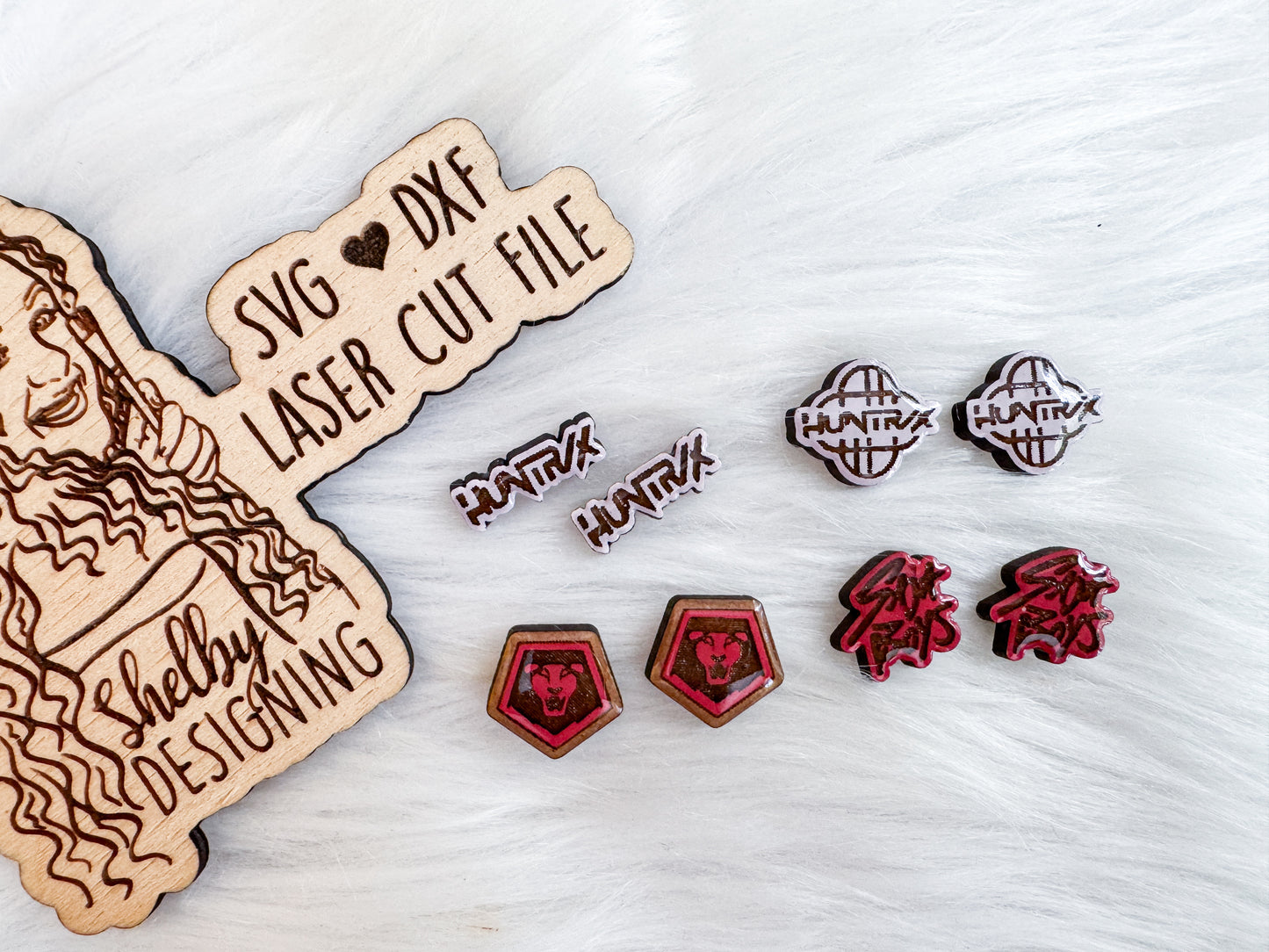 Huntrix & Saja Boys Logo Stud Earring Set SVG DXF Laser Cut File