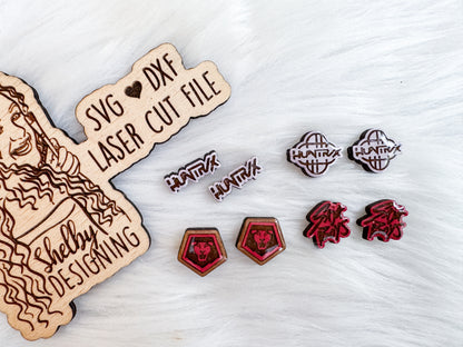Huntrix & Saja Boys Logo Stud Earring Set SVG DXF Laser Cut File